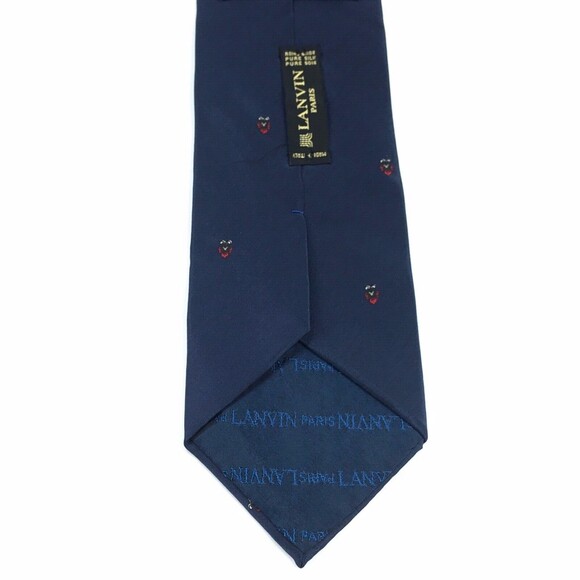 Lanvin Paris Men's Tie 100% Silk Made In Italy Blue Elegant Luxury Necktie 56" - Picture 5 of 8